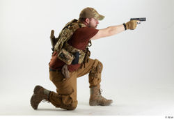 Whole Body Weapons-Pistol Man Pose with pistol White Army Athletic Bearded Studio photo references